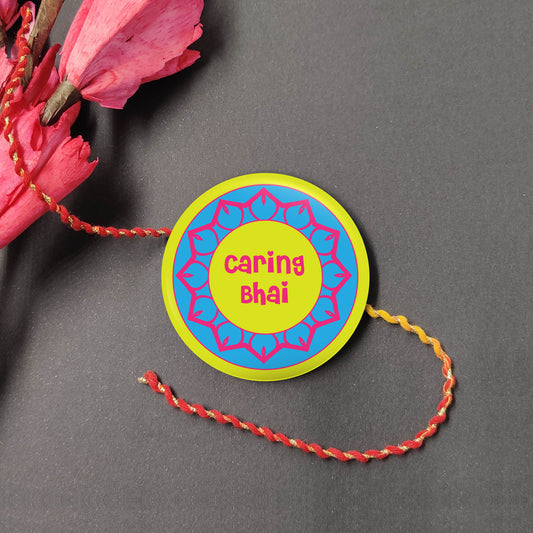 Caring Bhai Metal Rakhi with Fridge Magnet