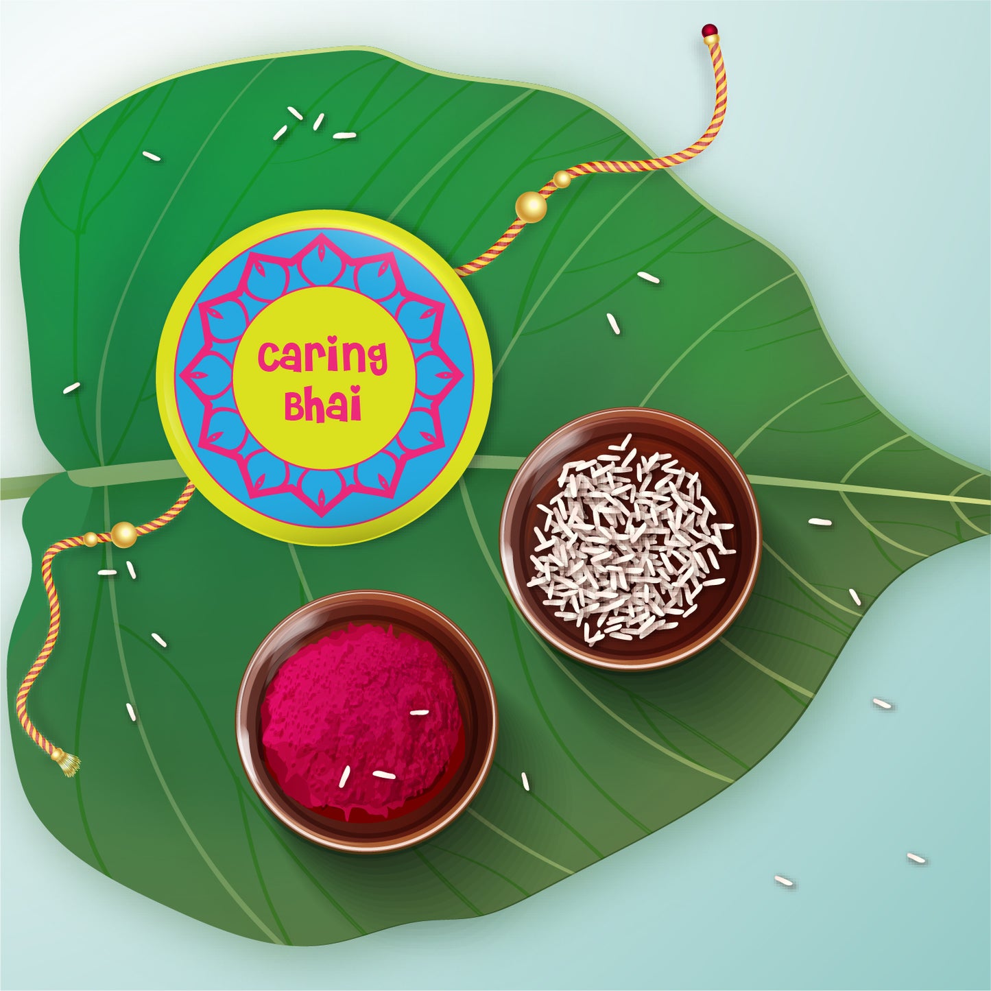 Caring Bhai Metal Rakhi with Fridge Magnet
