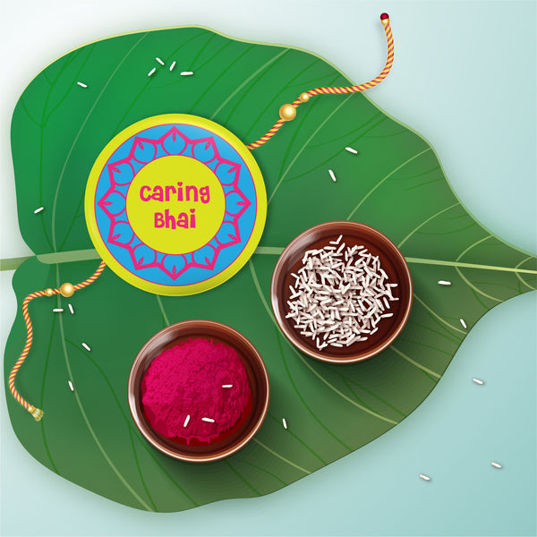 Caring Bhai Metal Rakhi with Fridge Magnet