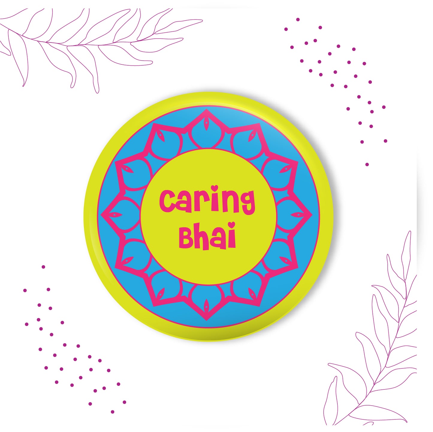 Caring Bhai Metal Rakhi with Fridge Magnet