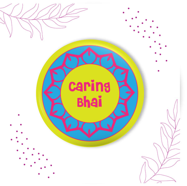 Caring Bhai Metal Rakhi with Fridge Magnet