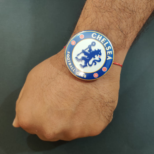 Chelsea Metal Rakhi with fridge magnet – football gift for brother