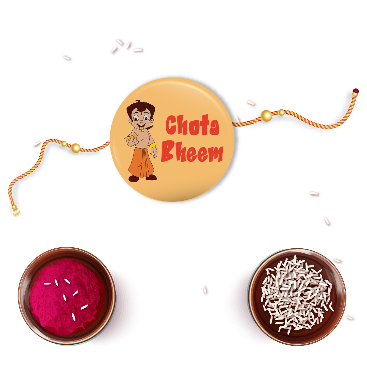 Detailed view showing the metallic finish and quality of the Chota Bheem Rakhi.