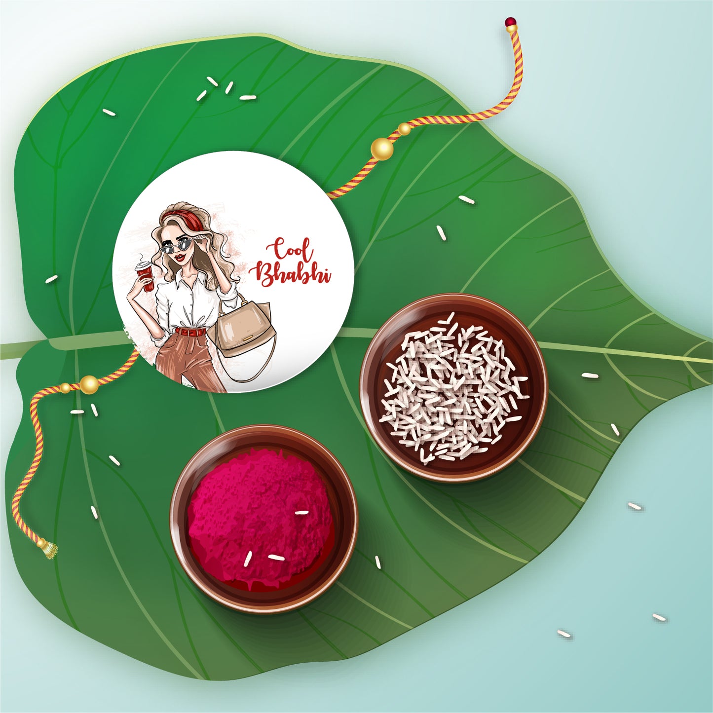 Cool Bhabhi Metal Rakhi/Lumba with Fridge Magnet