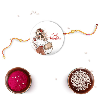 Cool Bhabhi Metal Rakhi/Lumba with Fridge Magnet