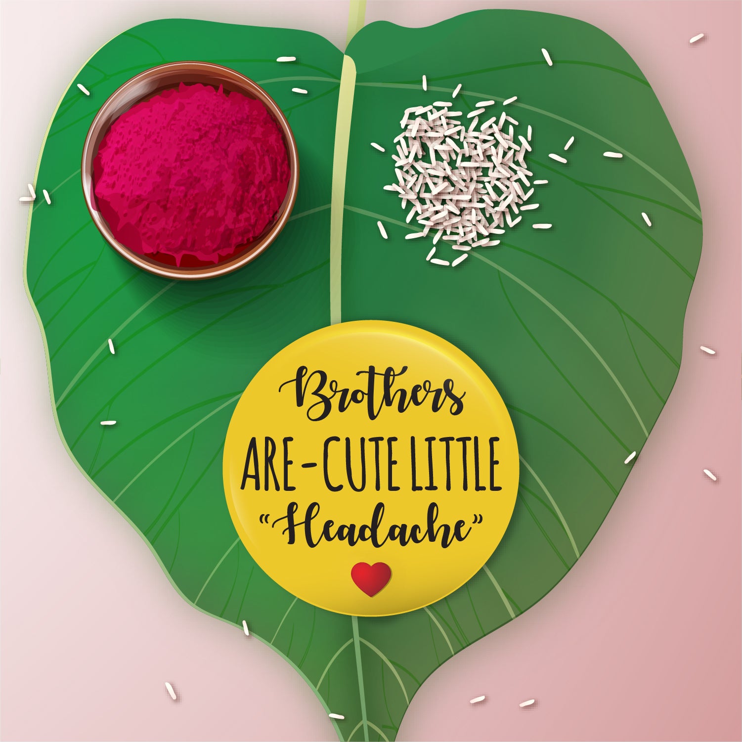 Detailed view showing the metallic finish and quality of the 'Cute Little Headache' Rakhi.