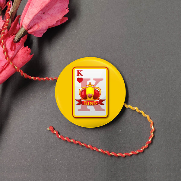 King Bhai Metal Rakhi with Fridge Magnet