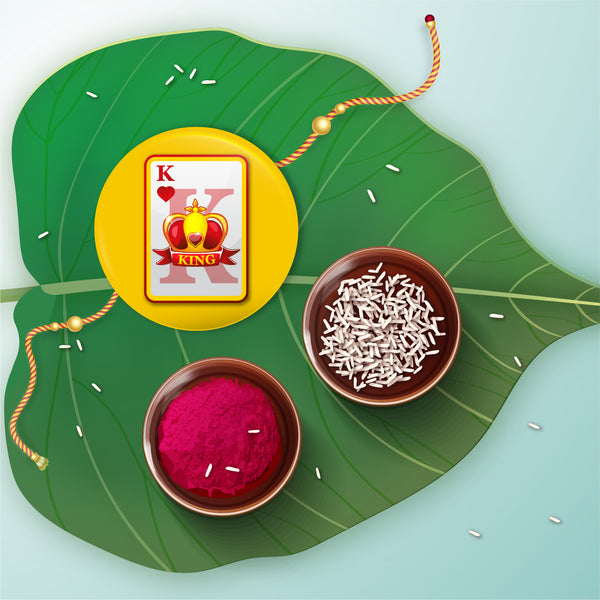 King Bhai Metal Rakhi with Fridge Magnet
