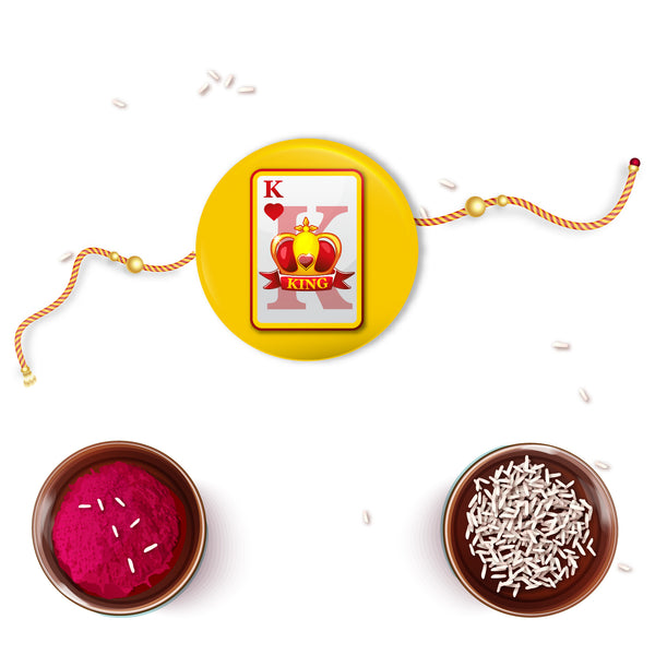 King Bhai Metal Rakhi with Fridge Magnet