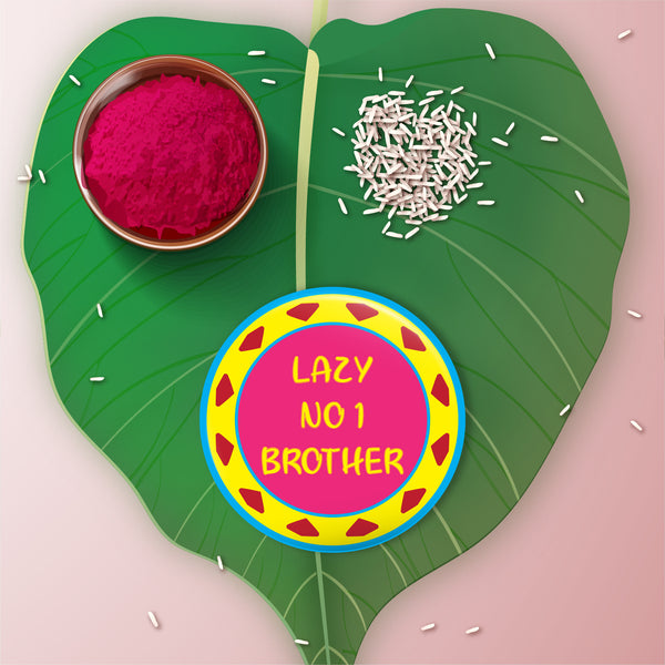 Lazy No 1 Brother Metal Rakhi with Fridge Magnet
