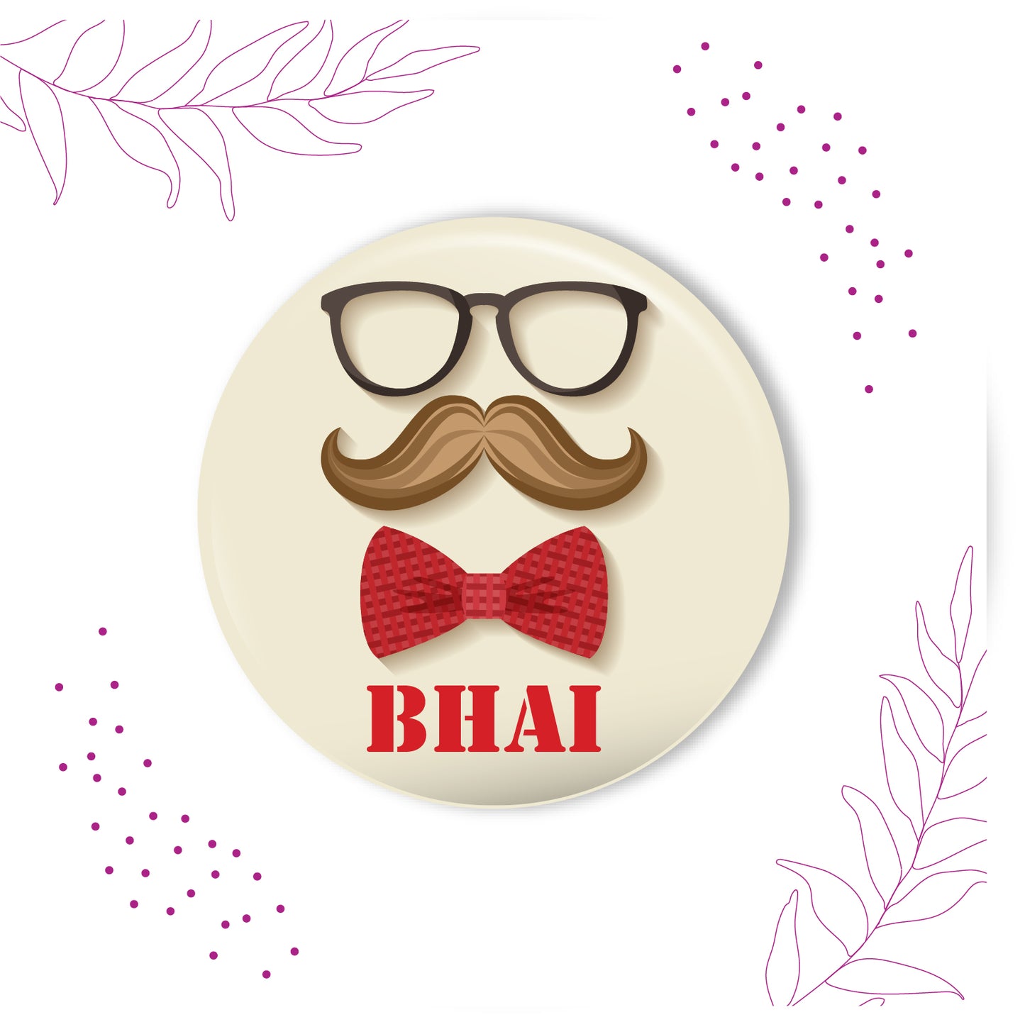 Brother with a moustache wearing Moustache Bhai Metal Rakhi on his wrist.