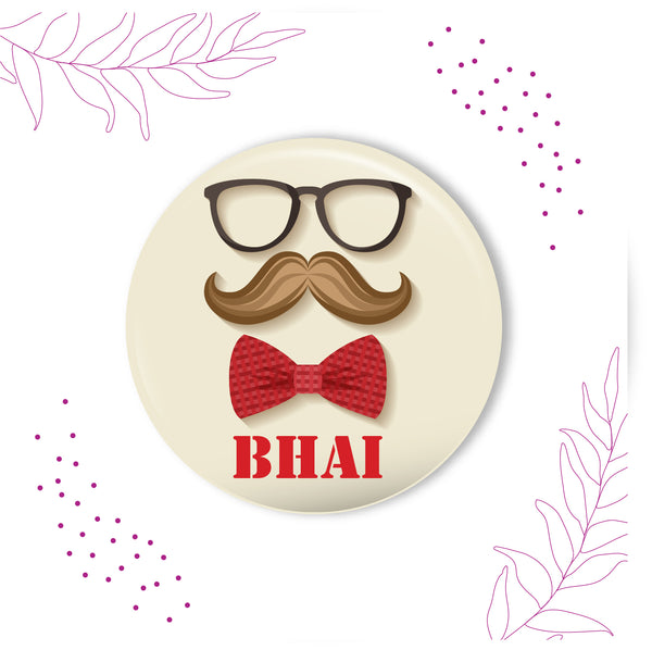 Moustache Bhai Metal Rakhi with Fridge Magnet
