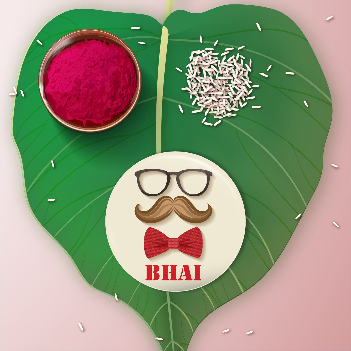 Detailed view showing the metallic finish and quality of the Moustache Bhai Rakhi.
