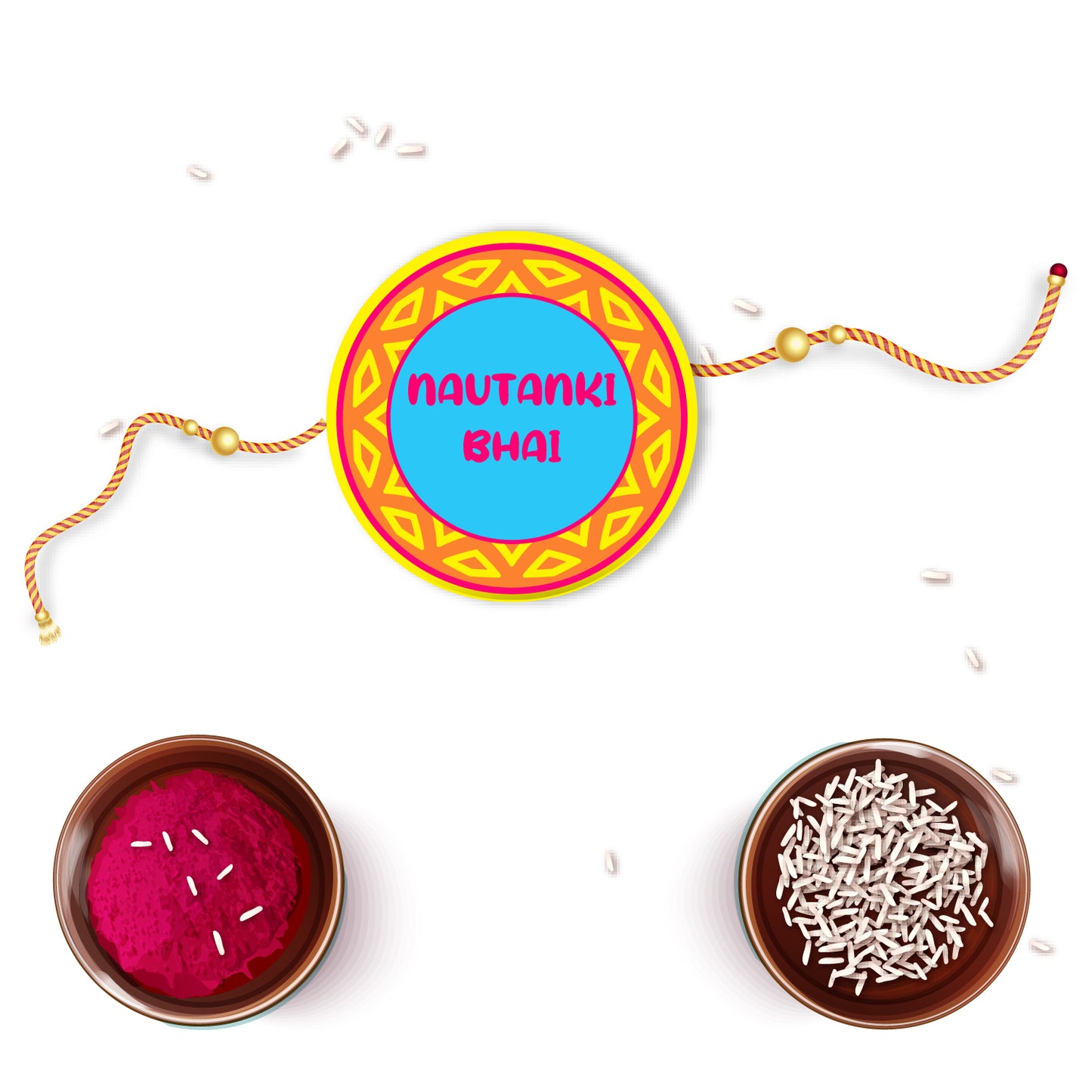 Nautanki Bhai Rakhi and magnet displayed with a prop from a play or a microphone