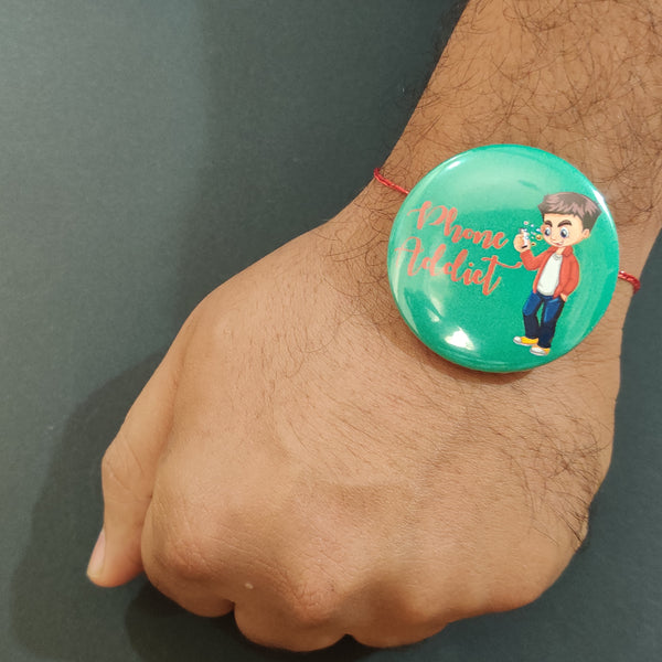 Phone Addict Metal Rakhi with Fridge Magnet
