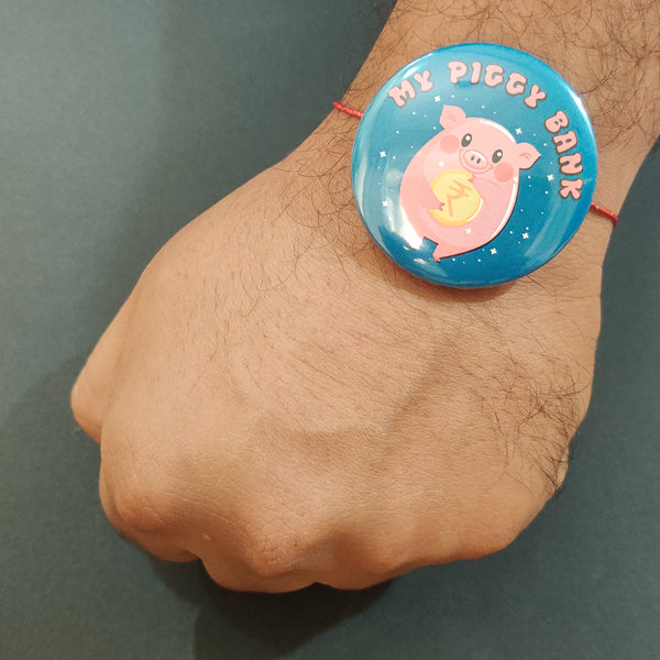My Piggy Bank Metal Rakhi with Fridge Magnet