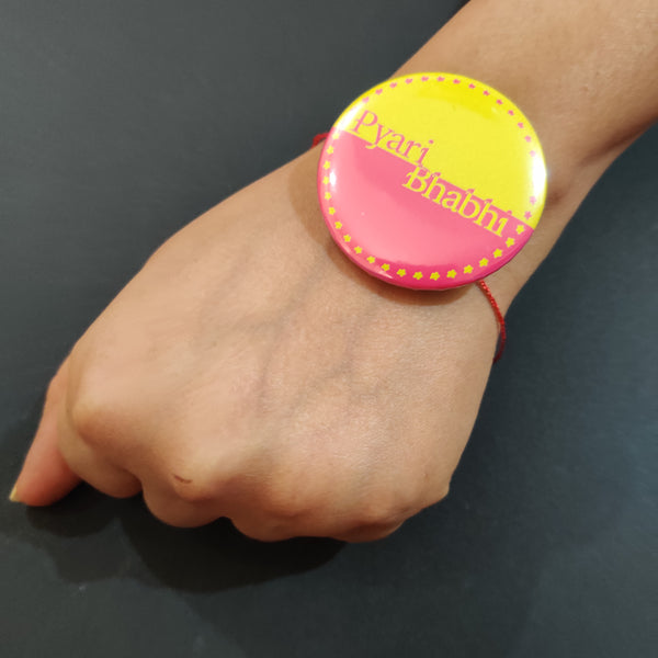 Pyari Bhabhi Metal Rakhi/Lumba with Fridge Magnet