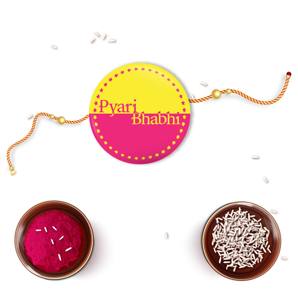 Pyari Bhabhi Metal Rakhi/Lumba with Fridge Magnet