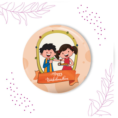Happy Raksha Bandhan Metal Rakhi with Fridge Magnet