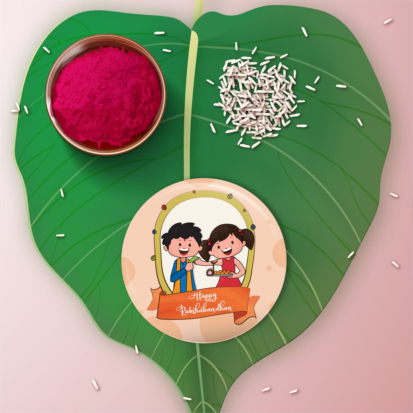 Happy Raksha Bandhan Metal Rakhi with Fridge Magnet