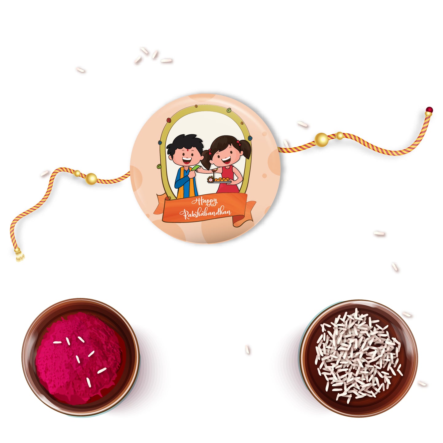 Happy Raksha Bandhan Metal Rakhi with Fridge Magnet