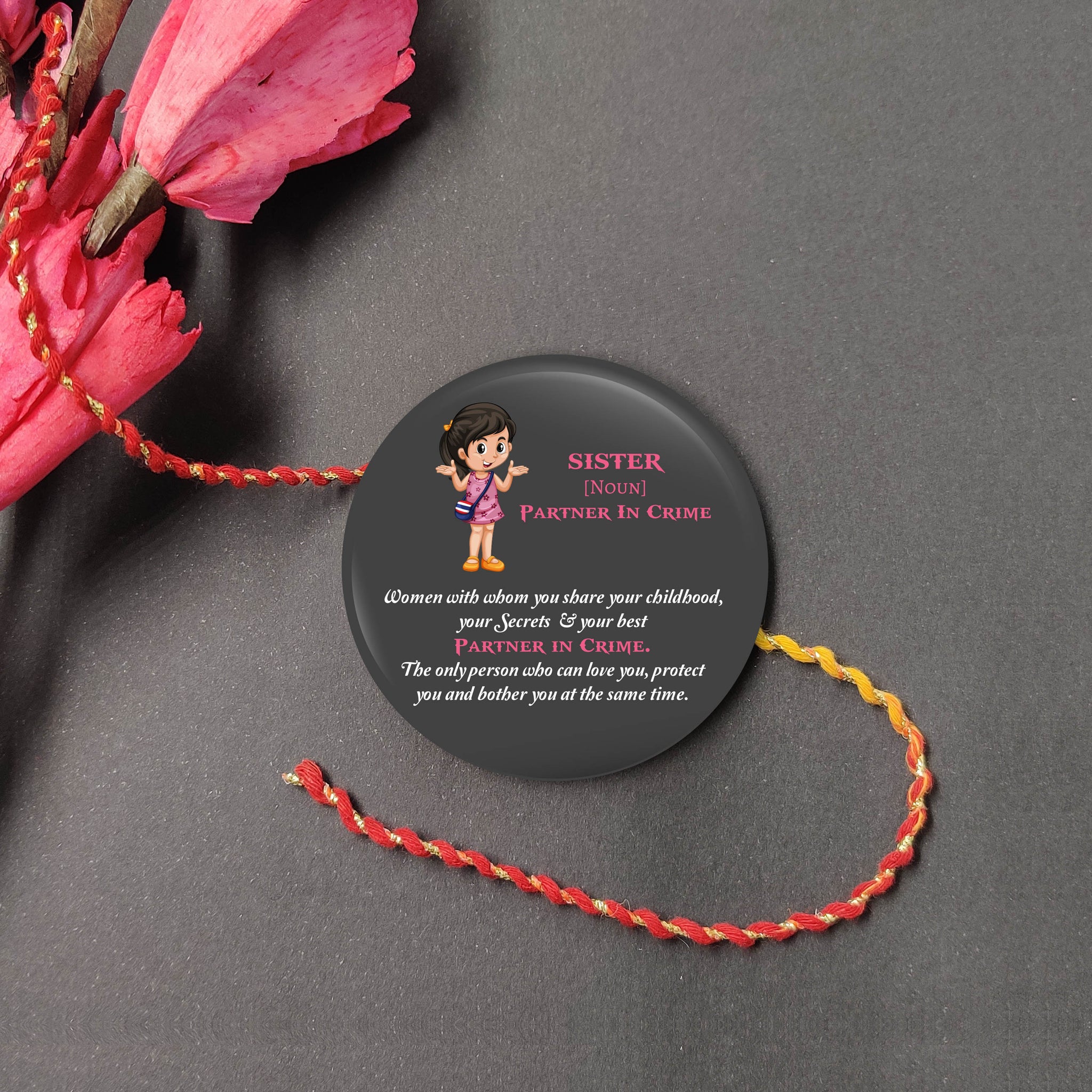Sister Metal Rakhi/Lumba with Fridge Magnet