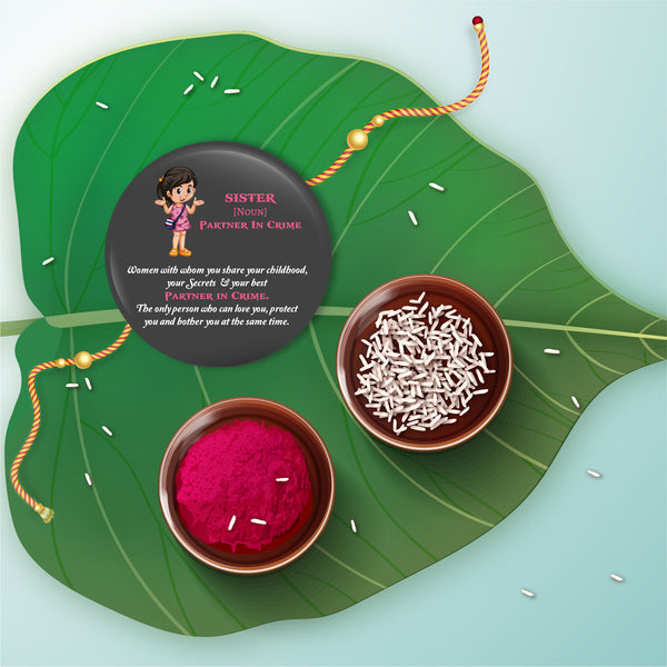 Sister Metal Rakhi/Lumba with Fridge Magnet