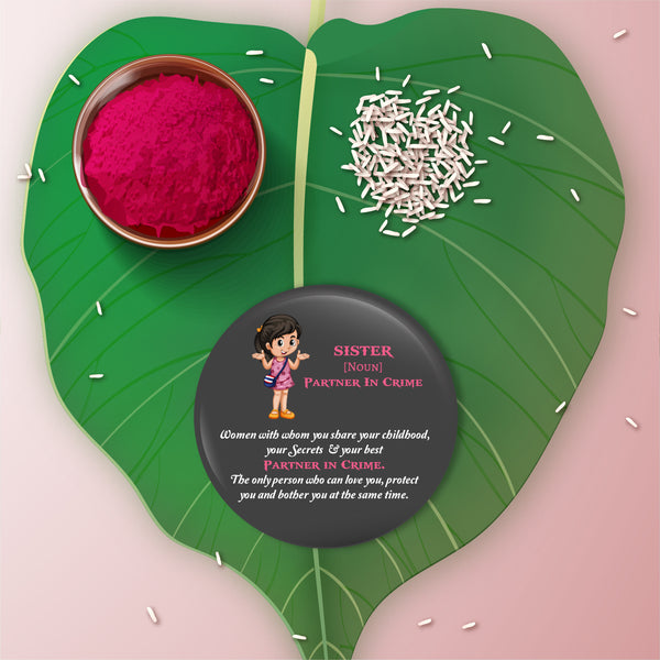 Sister Metal Rakhi/Lumba with Fridge Magnet