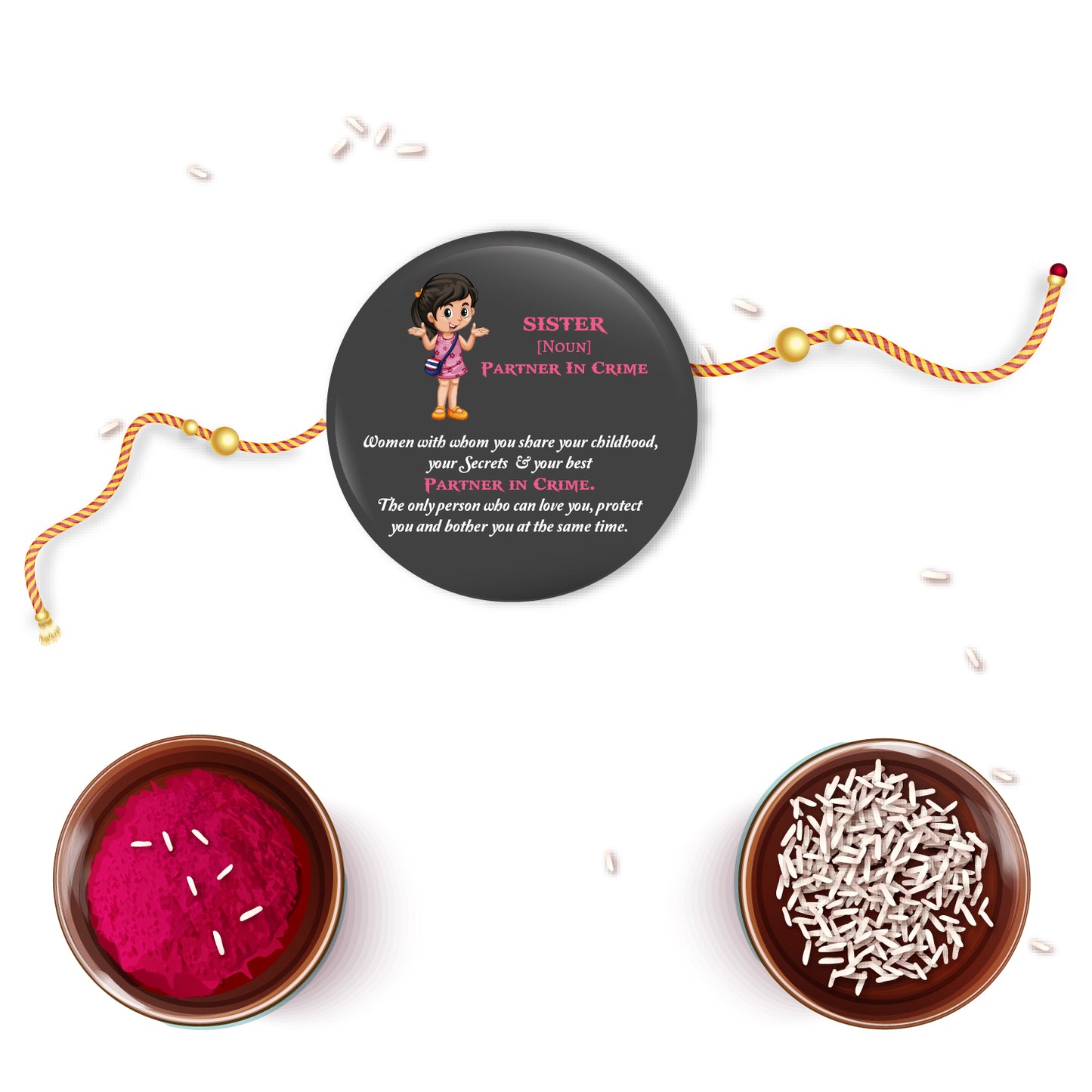 Sister Metal Rakhi/Lumba with Fridge Magnet