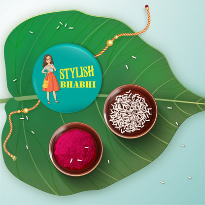 Stylish Bhabhi Metal Rakhi/Lumba with Fridge Magnet