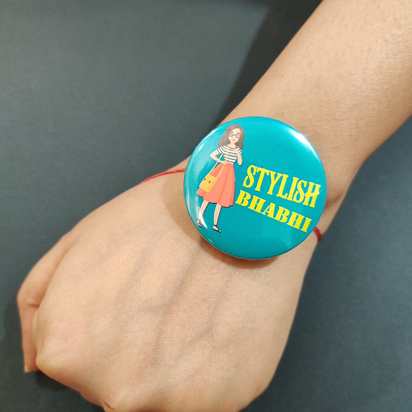 Stylish Bhabhi Metal Rakhi/Lumba with Fridge Magnet