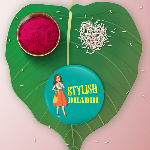 Stylish Bhabhi Metal Rakhi/Lumba with Fridge Magnet