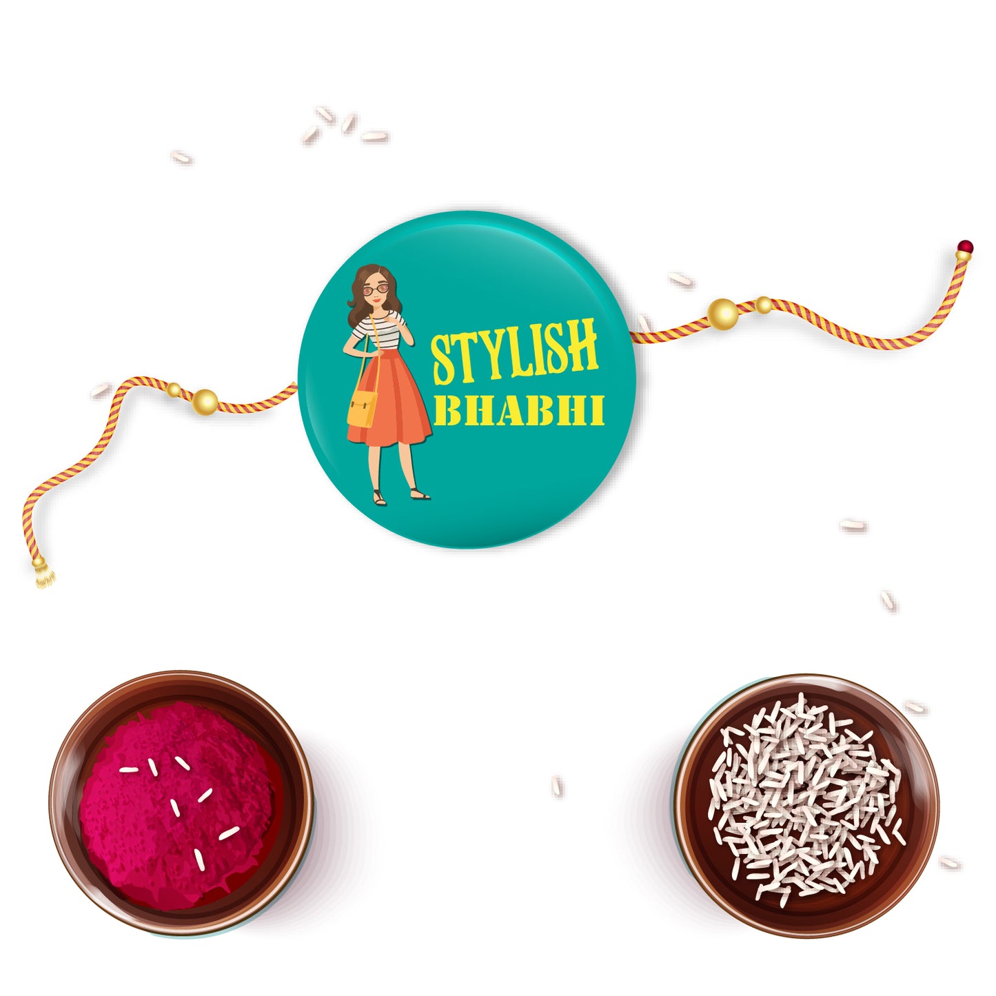 Stylish Bhabhi Metal Rakhi/Lumba with Fridge Magnet