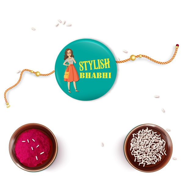 Stylish Bhabhi Metal Rakhi/Lumba with Fridge Magnet