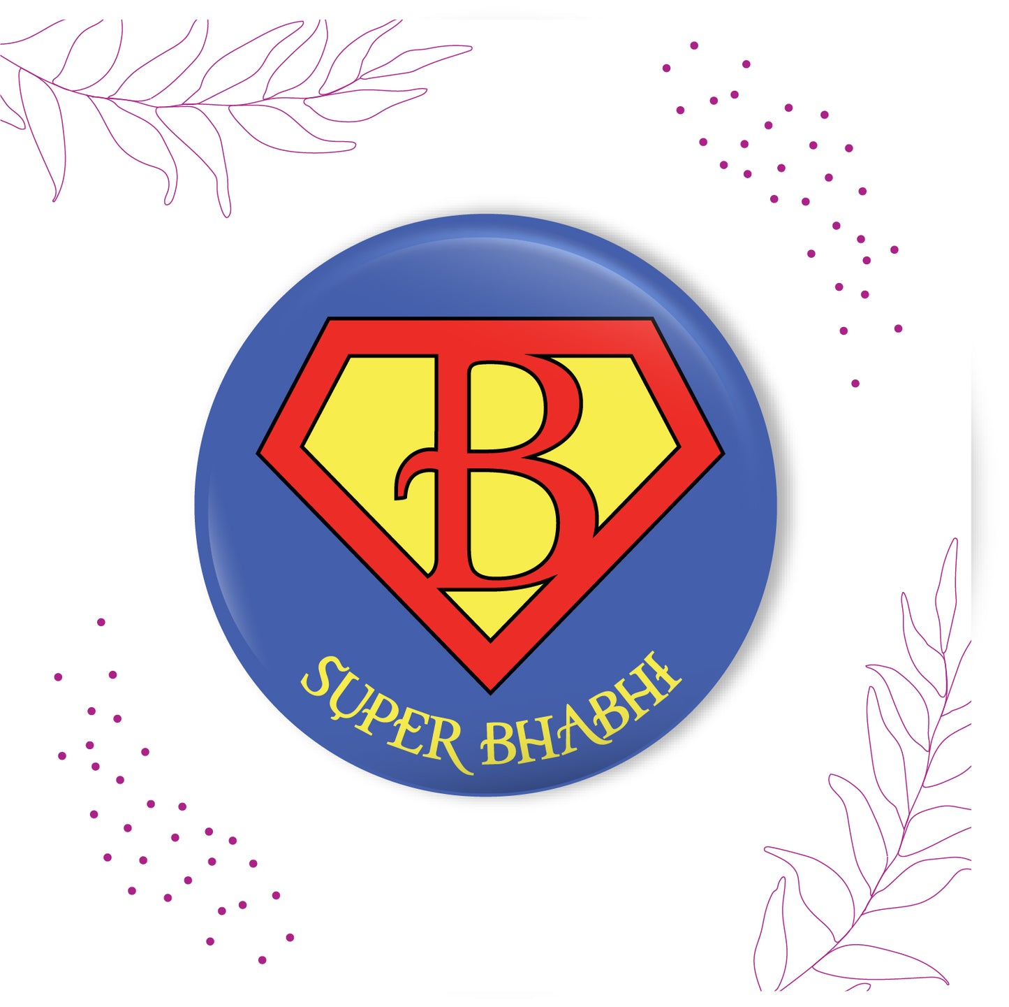 Rakhi for sister-in-law – Super Bhabhi metal Rakhi + magnet gift