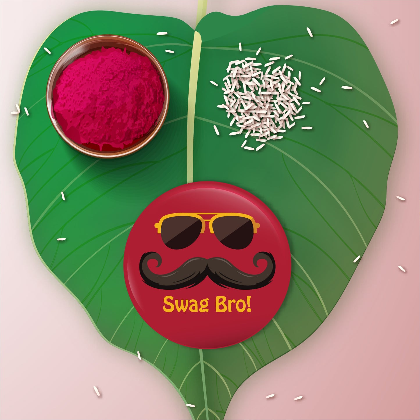 Detailed view showing the metallic finish and quality of the Swag Bro Rakhi.
