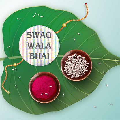 Swag Wala Bhai metal Rakhi with fridge magnet – cool Rakhi combo