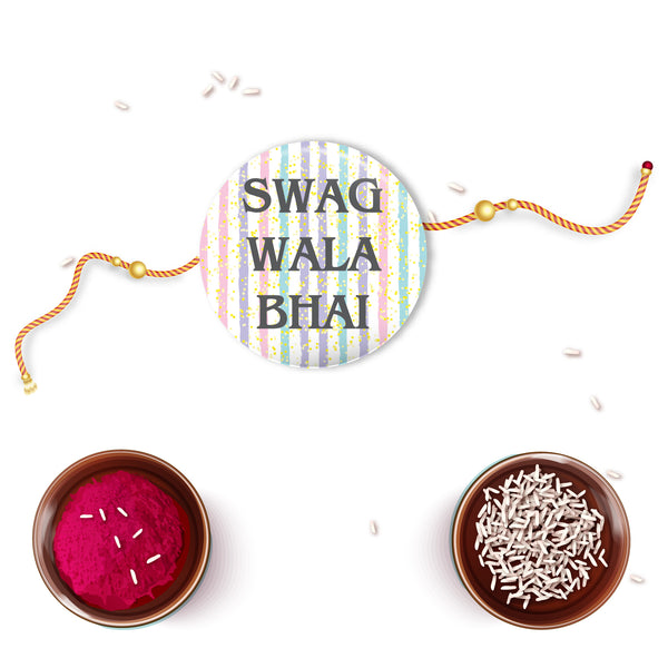 Swag Wala Bhai Metal Rakhi with Fridge Magnet
