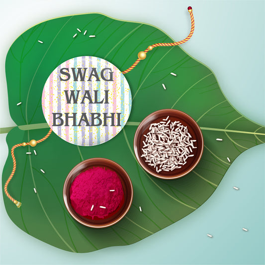 Swag Wali Bhabhi metal Lumba Rakhi with fridge magnet combo