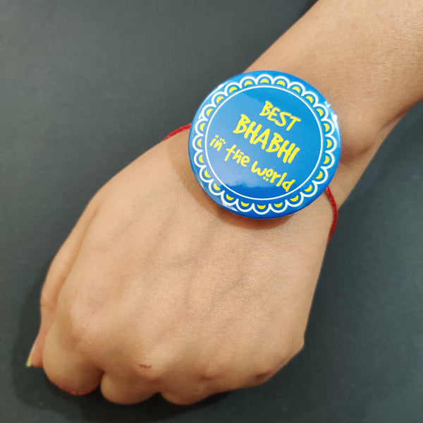 Worlds Best Bhabhi Metal Rakhi/Lumba with Fridge Magnet