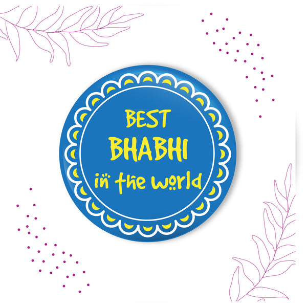Worlds Best Bhabhi Metal Rakhi/Lumba with Fridge Magnet