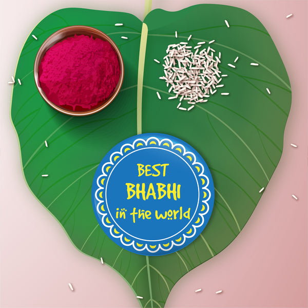 Worlds Best Bhabhi Metal Rakhi/Lumba with Fridge Magnet