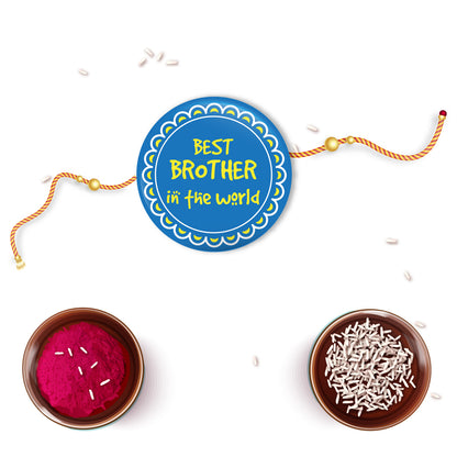 Metal Rakhi with heartfelt message – Rakhi with fridge magnet gift