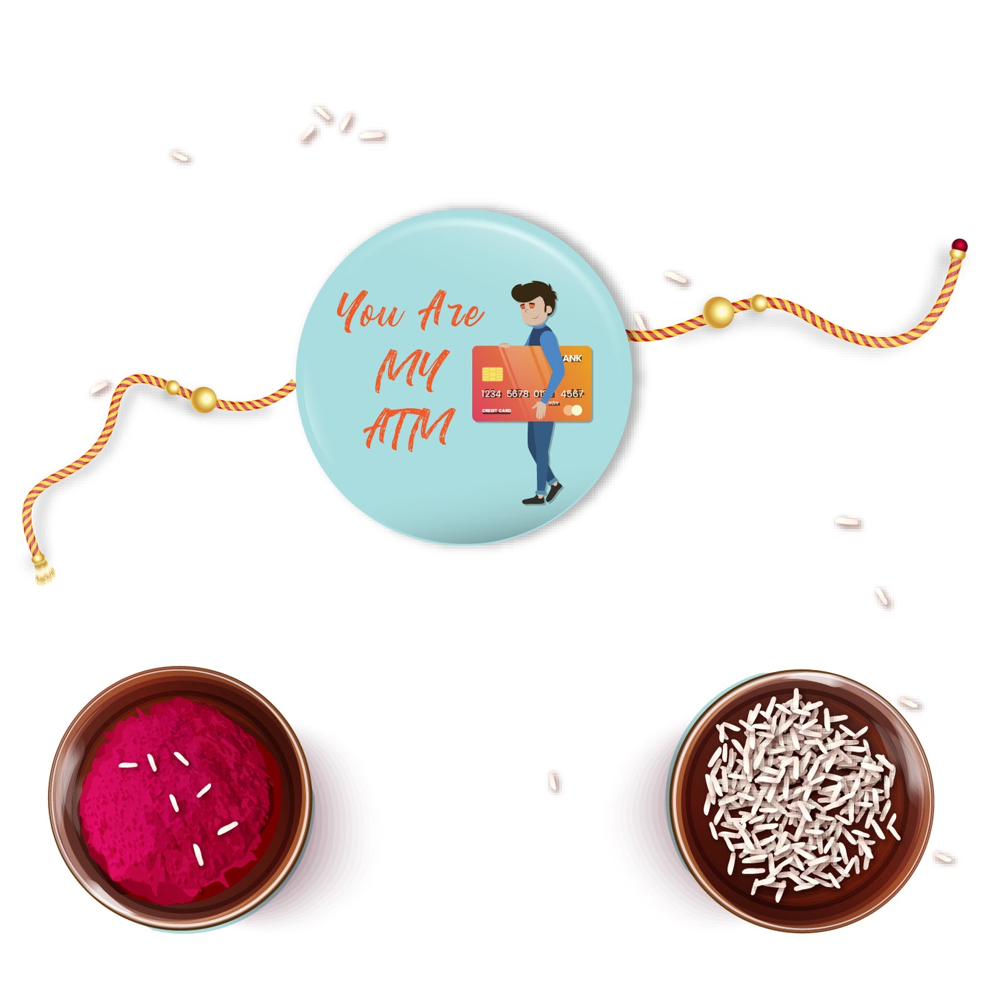 Sibling fun gift – ATM-themed Rakhi and magnet combo for bhai