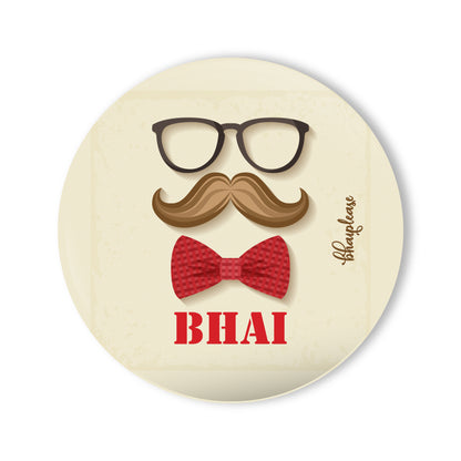 Mustache Bhai Round Fridge Magnet