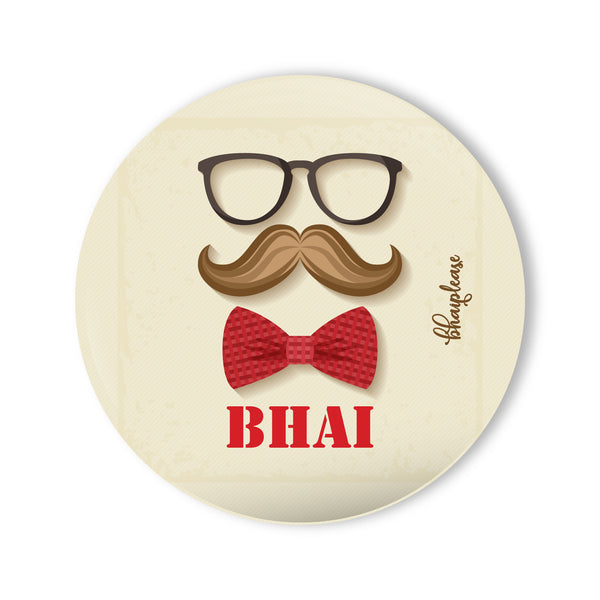 Mustache Bhai Round Fridge Magnet