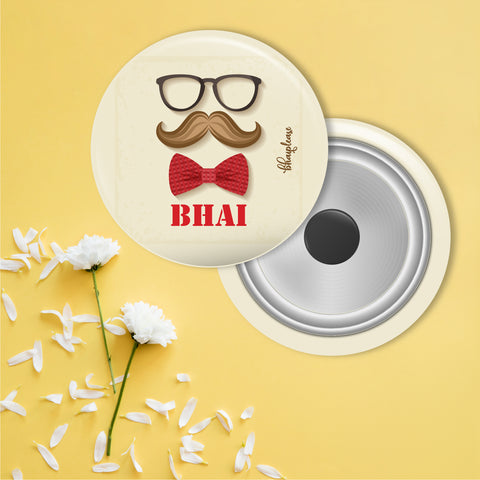 Mustache Bhai Round Fridge Magnet