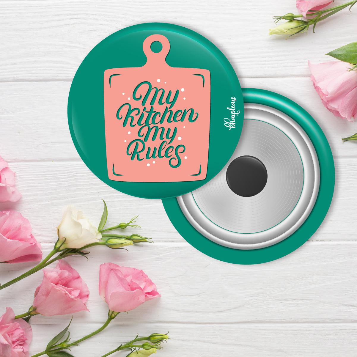My Kitchen My Rules Round Fridge Magnet