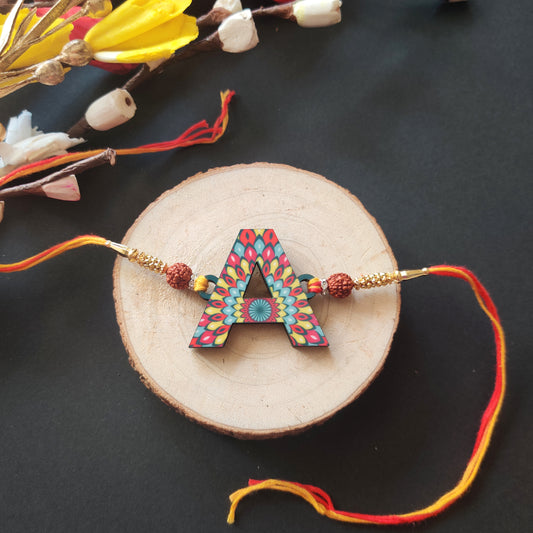 Alphabet A Wooden Rakhi