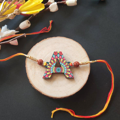 Alphabet A Wooden Rakhi